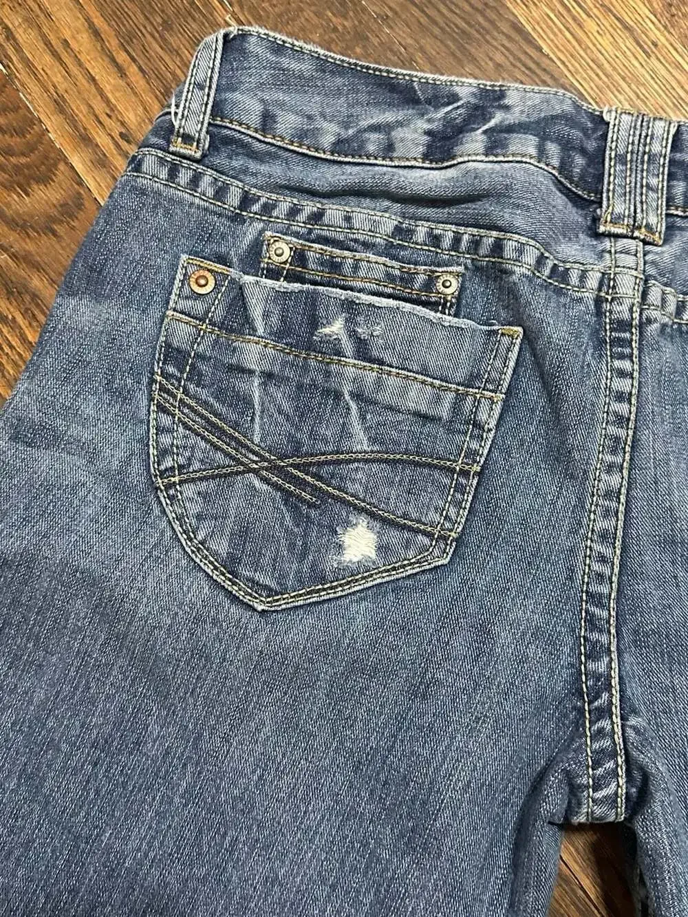 Y2K 90’s Aeropostale Chelsea Skinny Bootcut Distressed Denim Jeans Low Rise 9/10